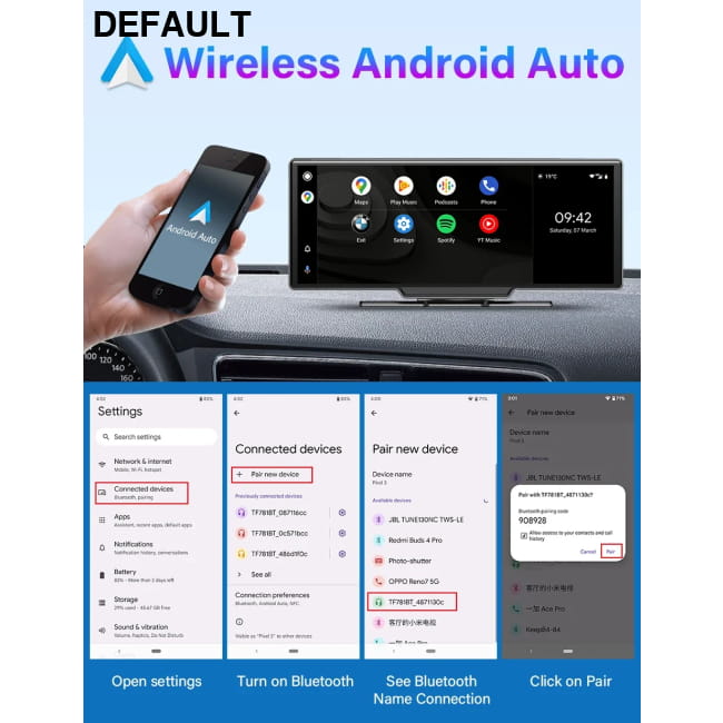 Jansite 10.26 inch dash cam 4k car mirror wireless carplay DVR Cameras Electronics