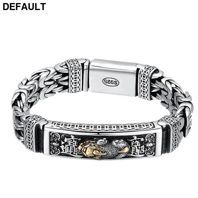 Real Solid S925 Silver Retro Hipster Men’s Bracelet with Peace Pattern Jewelry bag / Model C / CHINA|18cm Men Bracelets