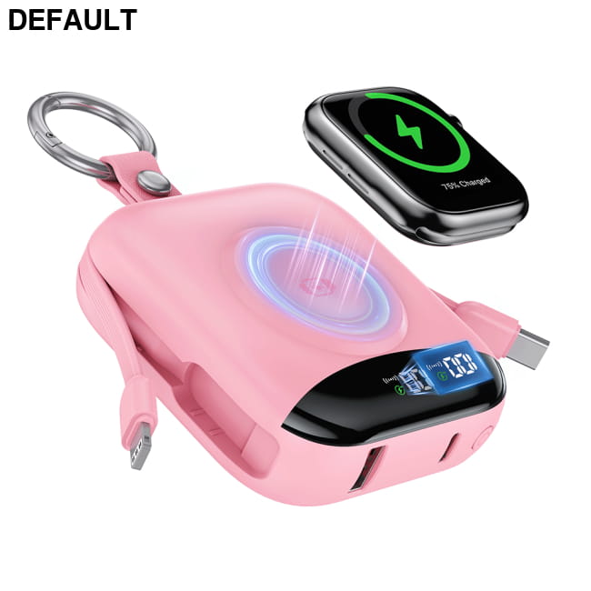 10000mAh Portable Charger Built-in 2 Cables (Type-C & Pink Best Selling Products