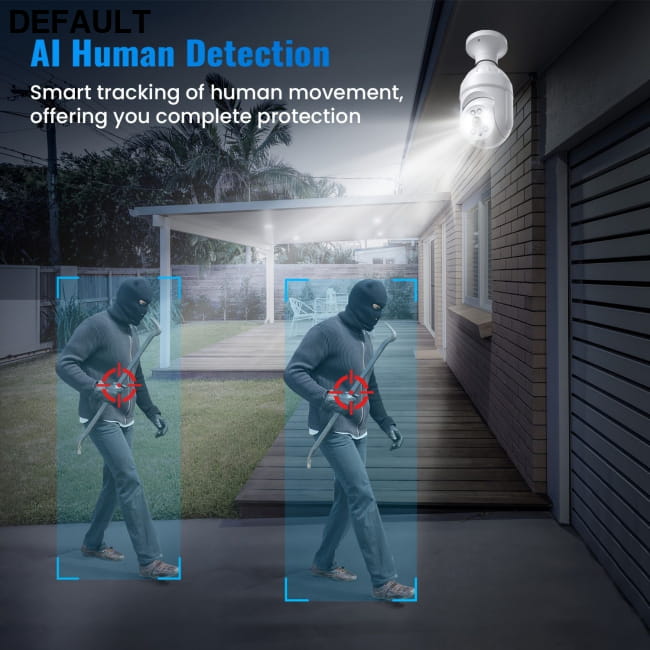 1080P Bulb Security Camera with Human Detection and Smart Home Support White & Garden