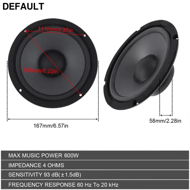 1pc/2pcs 6.5 Inch Car Speaker 600W 2 Way Vehicle Door Speakers