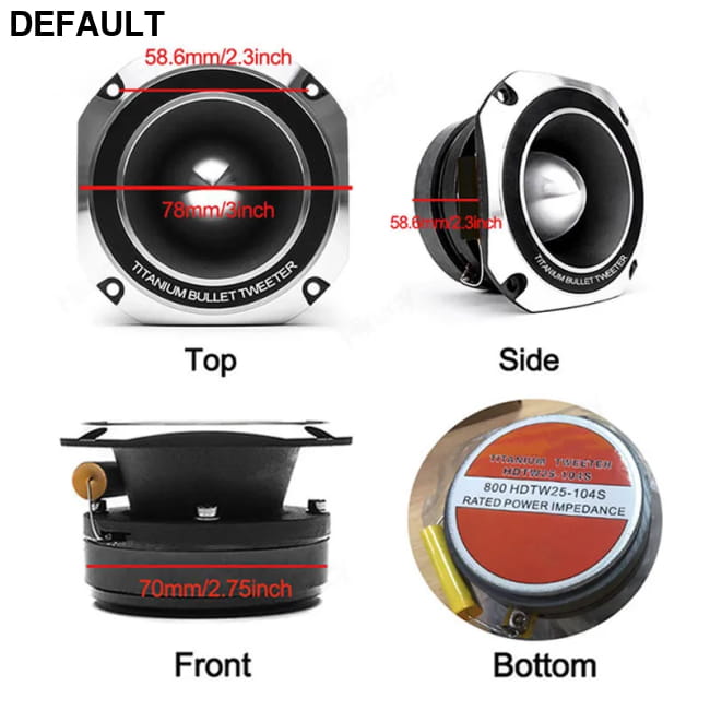 Pair of 3 Inch 800W Full Range Titanium Tweeter Automotive Speakers CHINA Car Tweeters