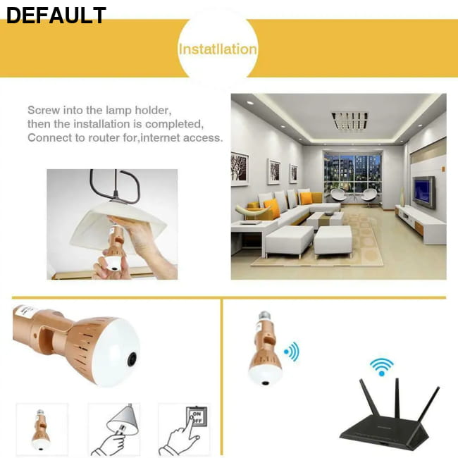 200W Camera Bulb 2MP HD Wireless 360 Degrees Panoramic Light Home Security Surveillance Cameras