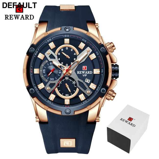 REWARD Luxury Brand Chronograph Sport Watch Quartz for Men Blue RoseGold / CHINA Watches