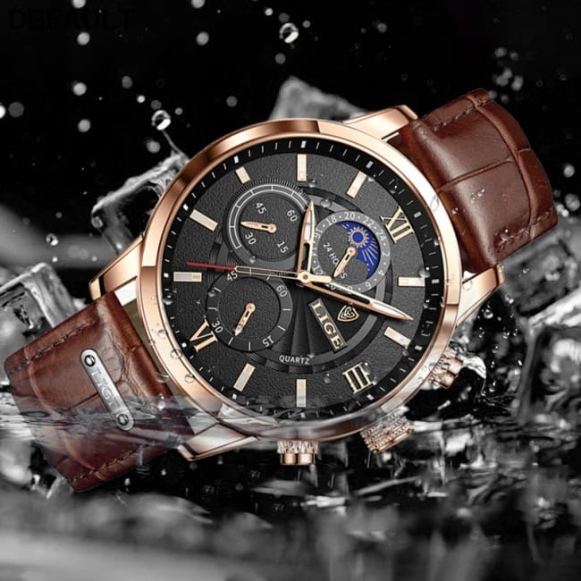 2025 New Mens Watches LIGE Top Brand Luxury Leather Casual Men Sport