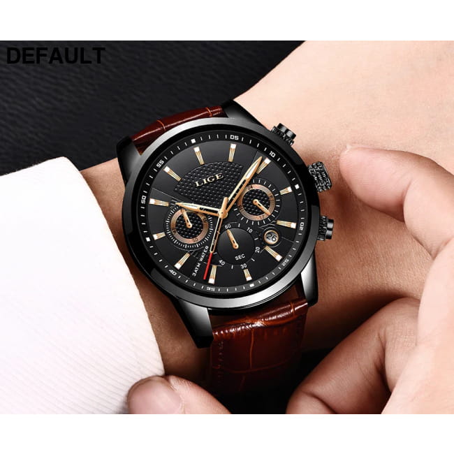 2025 New Mens Watches LIGE Top Brand Luxury Leather Casual Men Sport