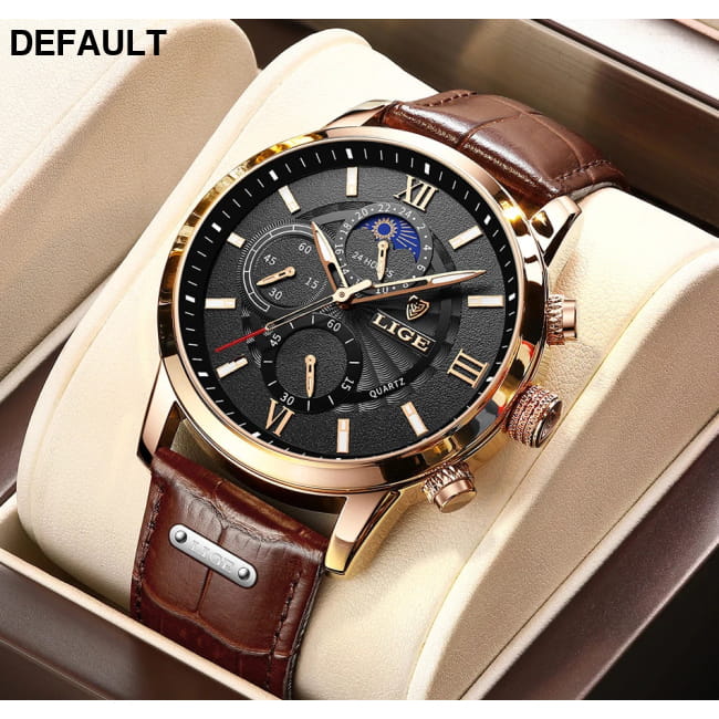 2025 New Mens Watches LIGE Top Brand Luxury Leather Casual Men Sport