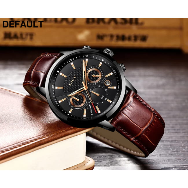 2025 New Mens Watches LIGE Top Brand Luxury Leather Casual Men Sport