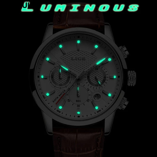 2025 New Mens Watches LIGE Top Brand Luxury Leather Casual Men Sport