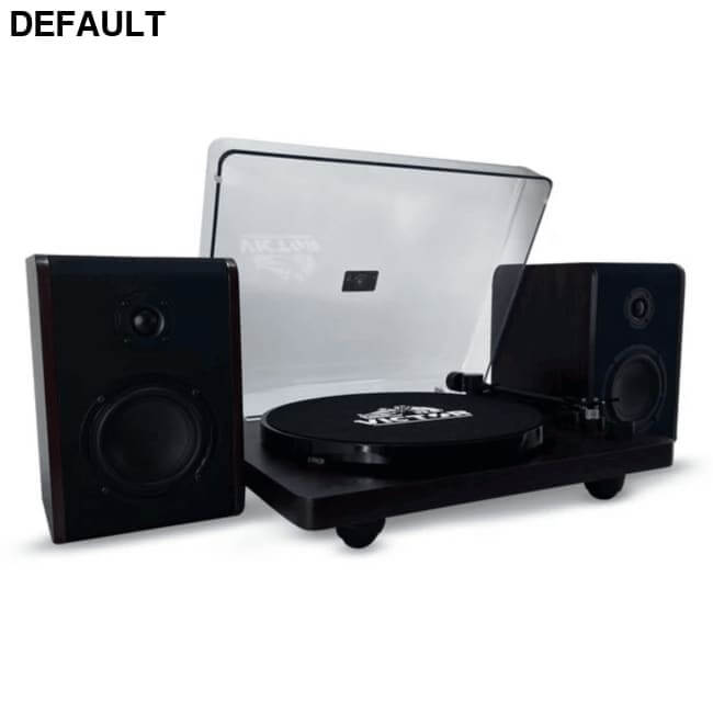 Victor Lincoln Record Player with Stereo Speakers Black / US Home Theater Systems Turntables & Players