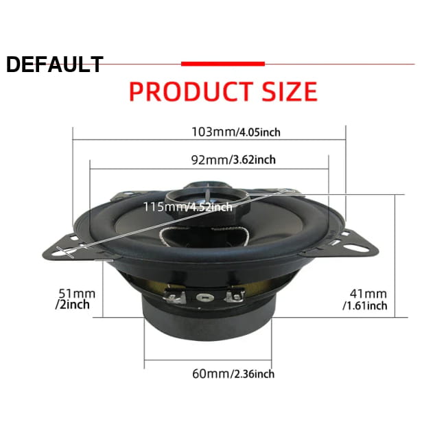 2pcs (2X280W) 560W Premium 4-Inch HiFi Car Speakers - HD - Coaxial