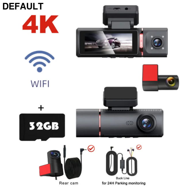 3 Channel Car DVR UHD 4K 3-Lens Inside Vehicle Dash Cam Audio Receiver Video Cameras