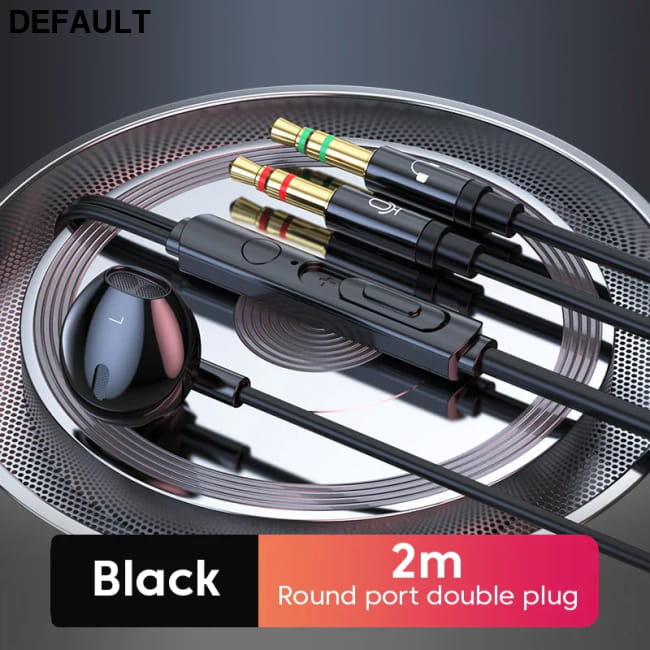 Wired Headphones with Microphone Dual Plug for Desktop Computer 2m-Black Earbuds Best Selling Products In-Ear