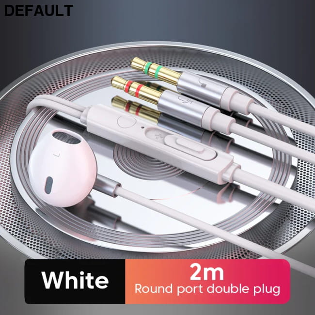 Wired Headphones with Microphone Dual Plug for Desktop Computer 2m-White Earbuds Best Selling Products In-Ear