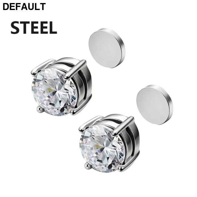 3pairs 6mm Crystal Stainless Steel Stud Earrings Men Punk Zircon Magnetic type2