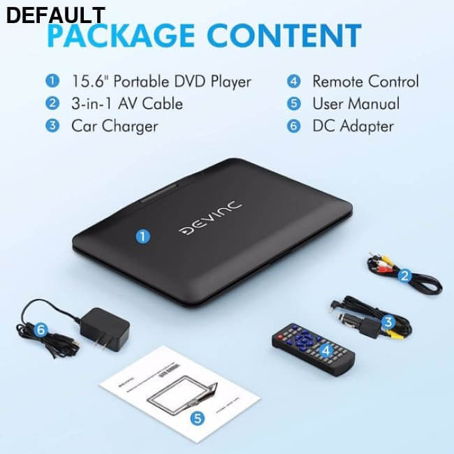DEVINC 17.9’’ Portable DVD Player with 15.6’’ HD Swivel Screen Support Multiple CD Formats/USB/SD Card/Sync TV 6 Hours