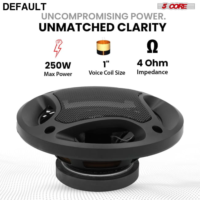 5 Core 2 Way 4’ Car Stereo Speakers 250W Pair Coaxial Best Selling Products