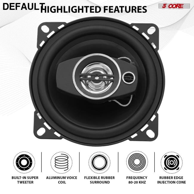 5 Core 2 Way 4’ Car Stereo Speakers 250W Pair Coaxial Best Selling Products