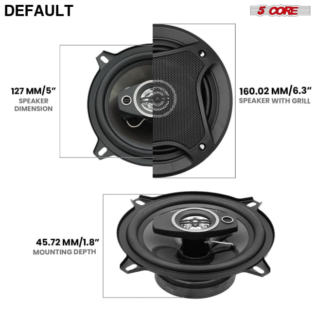 5 Core Inch Car Speaker 350W Component Universal Quick Fit CS 05 2W Speakers Electronics