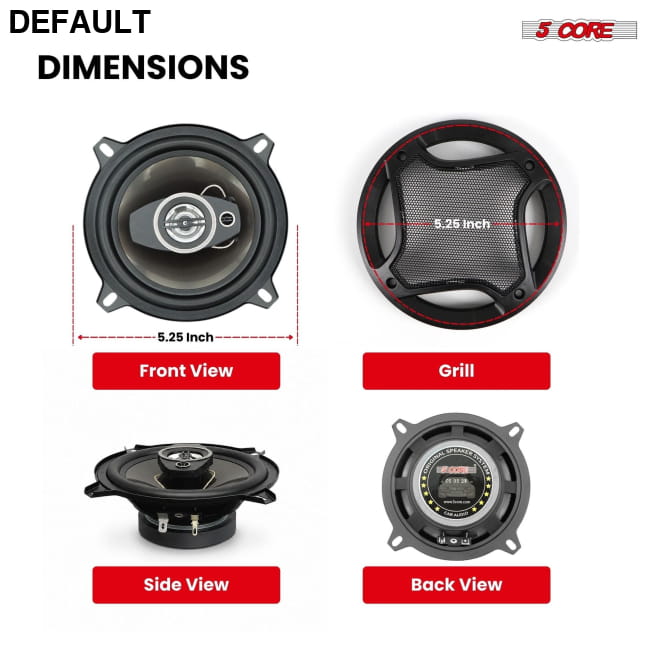5 Core 2 Way 5’’ Car Stereo Speakers Pair 350W Coaxial Best Selling Products