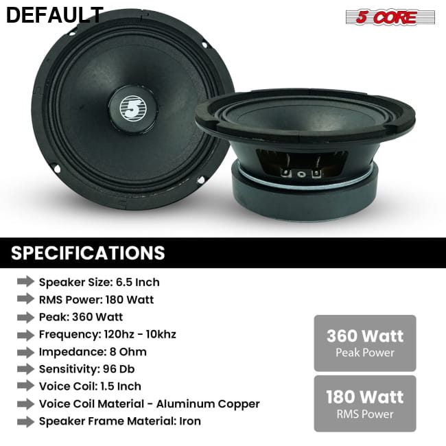 5 Core 6.5’’ Mid-Range Replacement 2Pc Pro Audio Car Speaker Speakers Best Selling Products