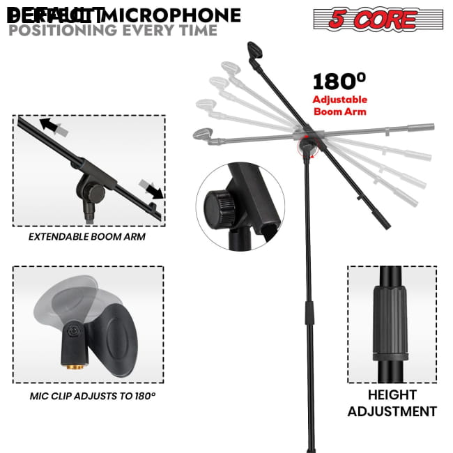 5 Core Tripod Mic Stand Floor Adjustable 18 to 72 Inches black Best Selling Products