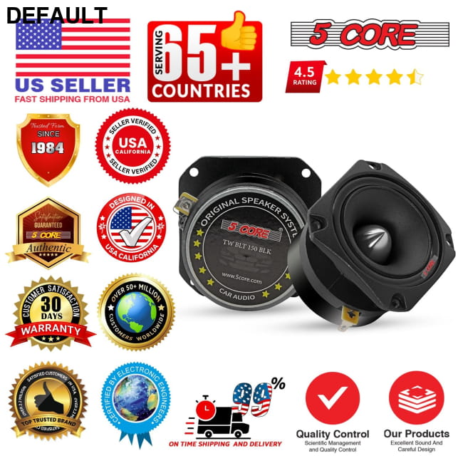 5 Core Tweeters Speakers Car Audio Pair 4 Ohm 3.5 Inch Best Selling Products