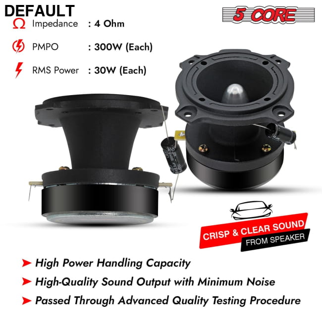 5 Core Tweeters Speakers Car Audio Pair 4 Ohm 3.5 Inch Best Selling Products