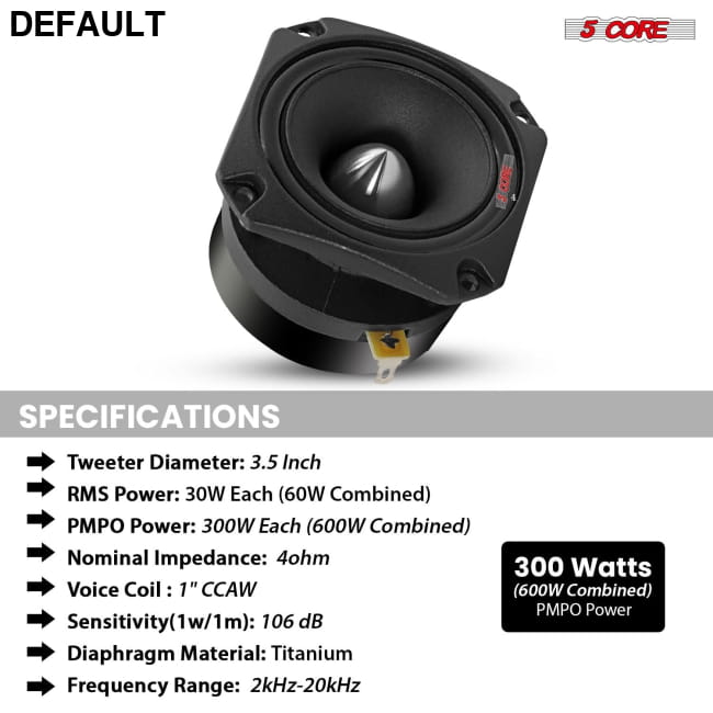 5 Core Tweeters Speakers Car Audio Pair 4 Ohm 3.5 Inch Best Selling Products
