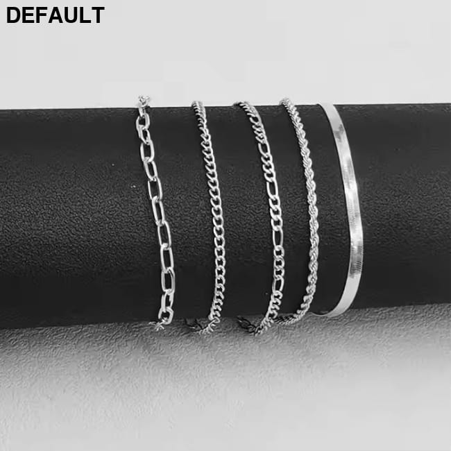 5pcs 14k Silver Plated Dainty Bracelets Set for Women 5spcs