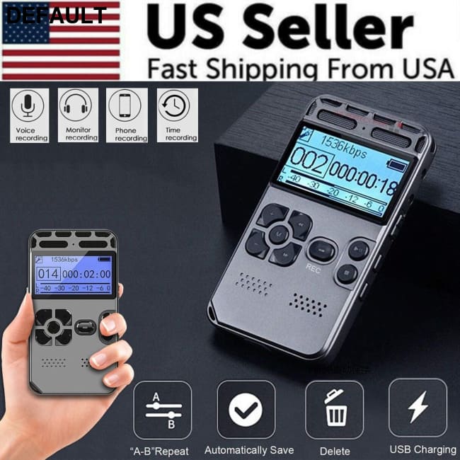 64GB Rechargeable LCD Digital Audio Sound Voice Recorder and MP3 Player Accessories