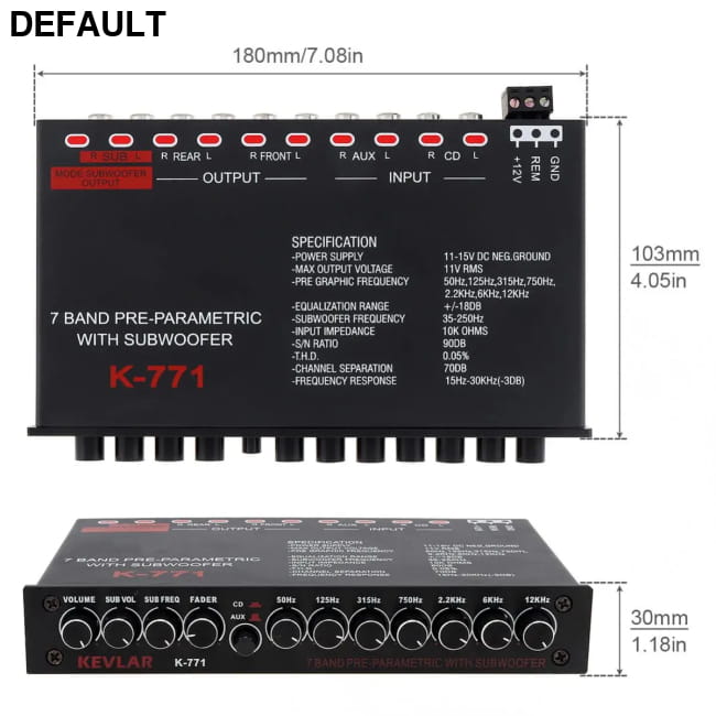 7 Band Audio Amplifiers Equalizer with Subwoofer Output and RCA Input CN Car Graphic Equalizers