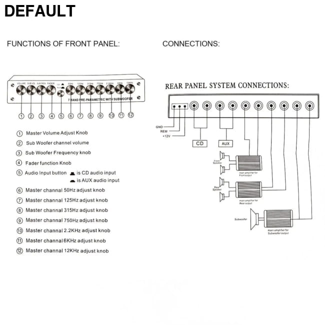 7 Band Audio Amplifiers Equalizer with Subwoofer Output and RCA Input CN Car Graphic Equalizers