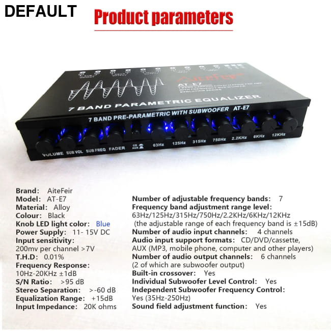 AiteFeir 7 Band Car Equalizer Multifunctional Tuning Crossover Amplifier Amplifiers Electronics
