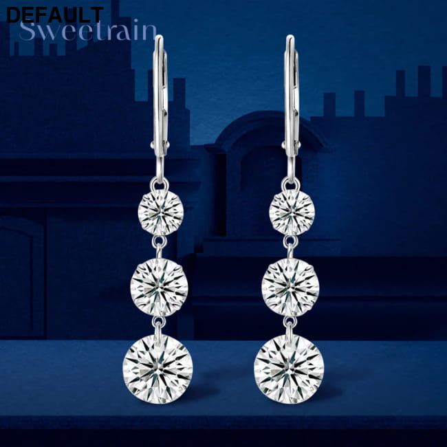 7 Carat Moissanite Dangle Earrings with Silver Hoops Wedding Fine Jewelry Sterling
