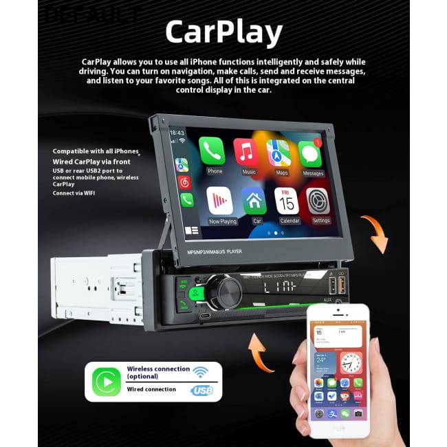 7-inch Telescopic Screen Vehicle-borne Bluetooth Player Car Audio Receiver Motor Vehicle A/V Players & In-Dash Systems