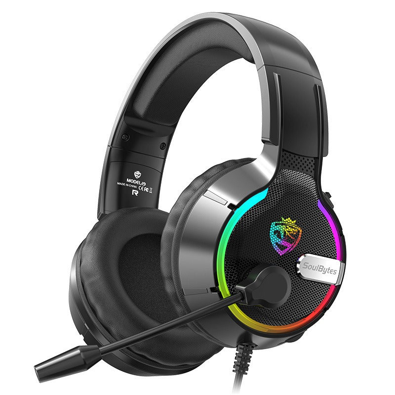 Head mounted gaming headset Soulbytes S19 wired RGB computer anchor black Wired Headphones Best Selling Products Gaming