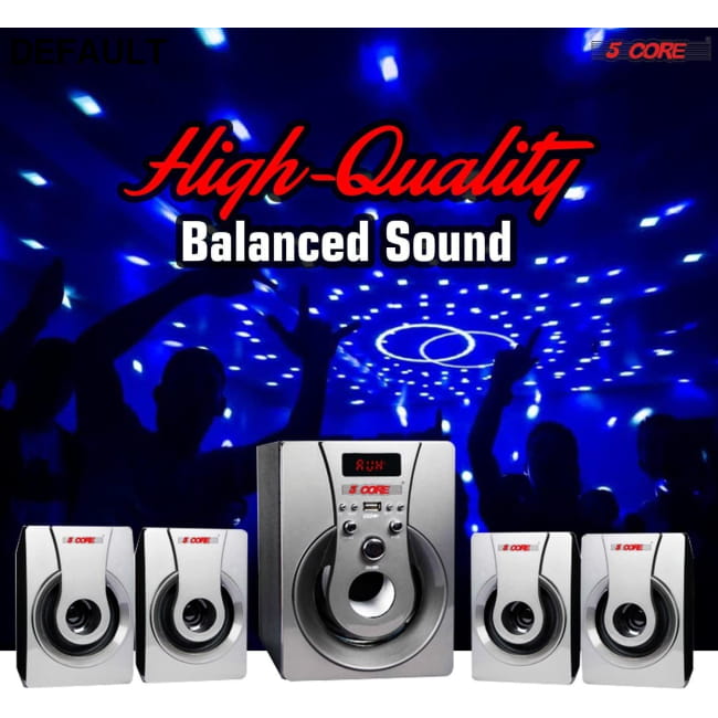 8 4.1 Channel Bluetooth Set with High Quality Balanced Sound Silver Home Theater Speakers
