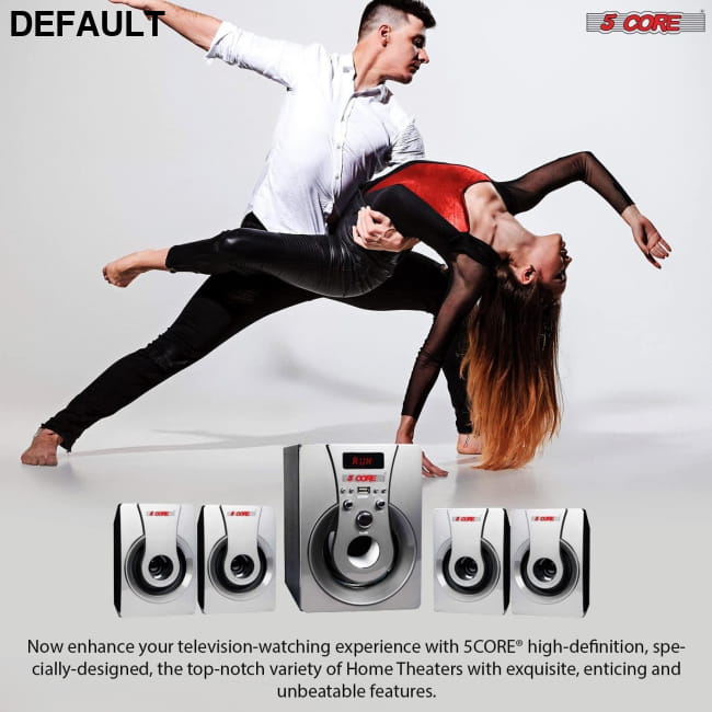 8 4.1 Channel Bluetooth Set with High Quality Balanced Sound Silver Home Theater Speakers