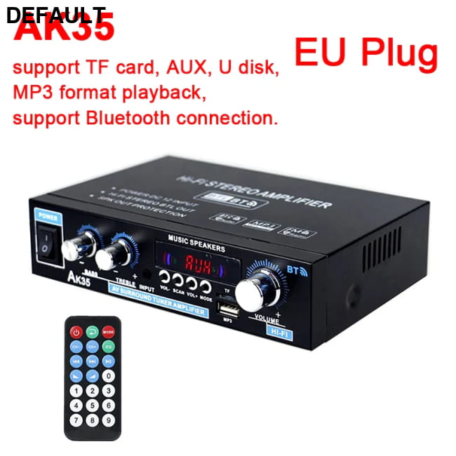 800W Home Car Amplifiers 2 Channel bluetooth 5.0 Stereo AK35 EU plug Power