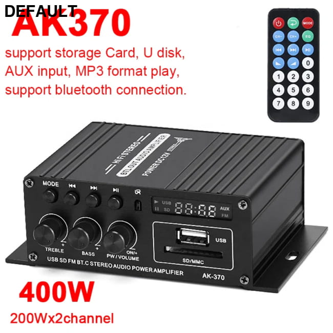 800W Home Car Amplifiers 2 Channel bluetooth 5.0 Stereo AK370 NO PLUG Power