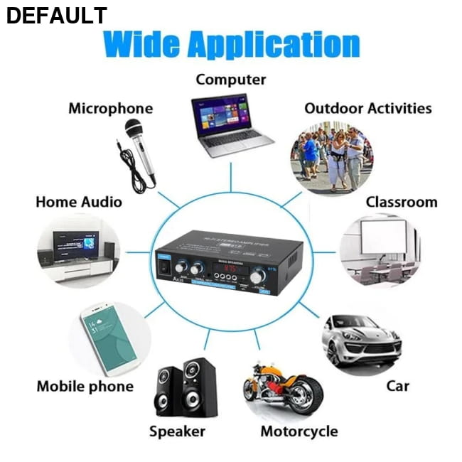 800W Home Car Amplifiers 2 Channel bluetooth 5.0 Stereo Power