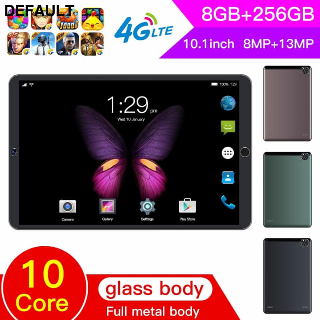 8GB + 256GB Tablet Pc Android 10.0 Portable 10.1 Inch 4G + Tablets Computers