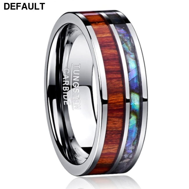 8MM wide tungsten steel ring with polished wood grain men’s Men Rings