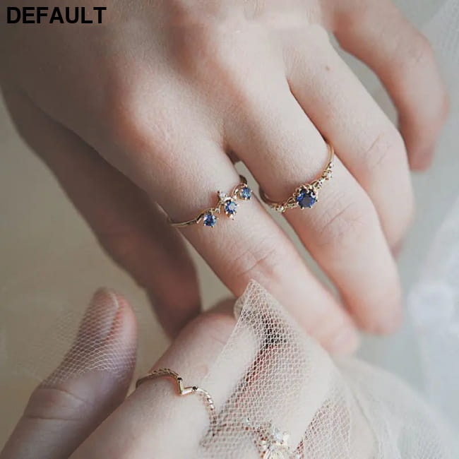 925 Sterling Silver Blue Zircon Crown Finger Ring Simple Bracelets Rings