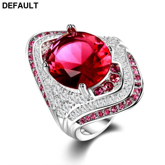 925 Sterling Silver Ring With Ruby Stones For Women Vintage 6 / Red Rings