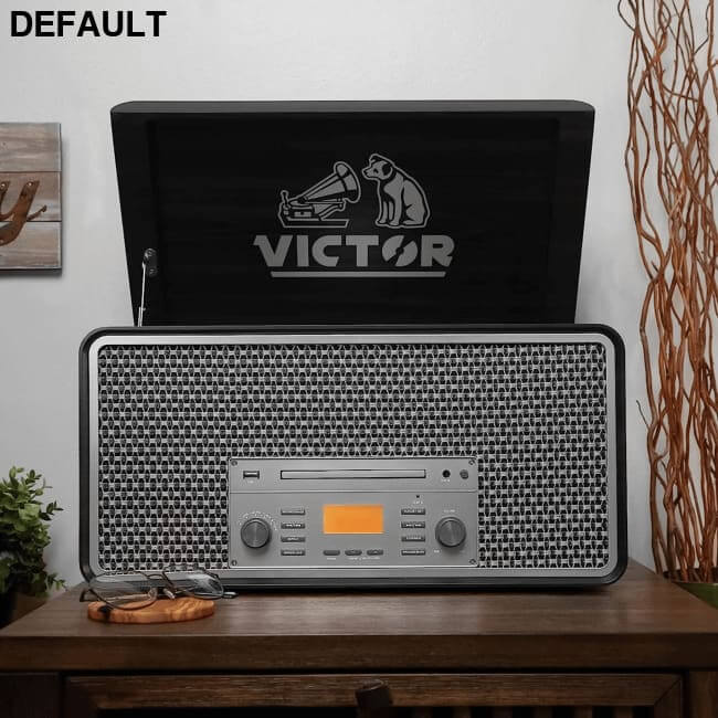 Victor Monument 8-in-1 Wood Music Center with 3-Speed Turntable and Dual Bluetooth Graphite / US Home Theater Systems