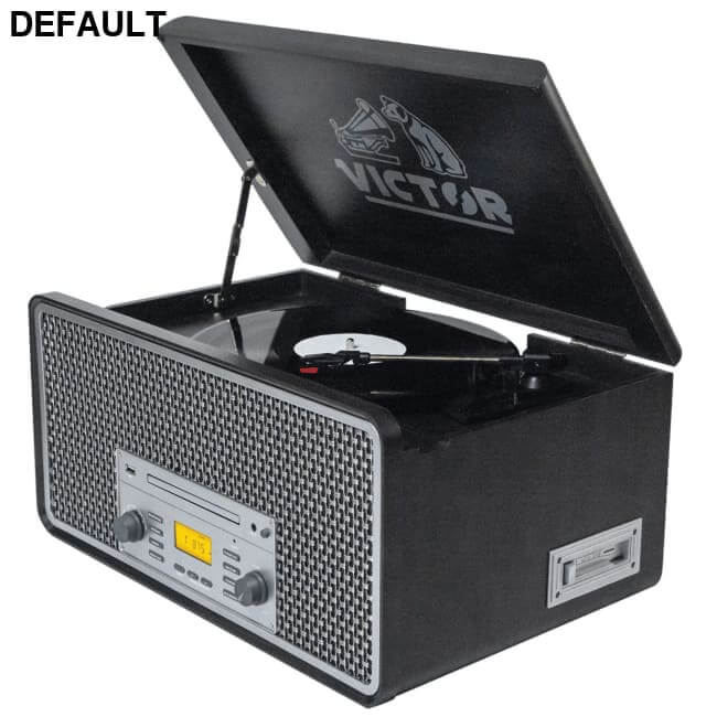 Victor Monument 8-in-1 Wood Music Center with 3-Speed Turntable and Dual Bluetooth Graphite / US Home Theater Systems