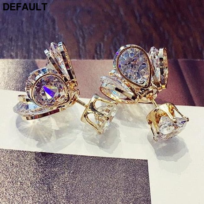 AAA Cubic Zircon Crystal Front Back Double Sided Stud Sterling Silver Earrings