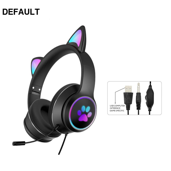 AKZ-022 RGB Luminous Cat Ear Headset Wired Gaming Black Headphones Best Selling Products Headsets